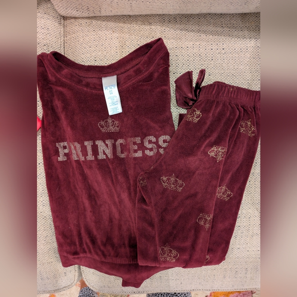 Place Kids Pajama Set in Burgundy with Gold Accents